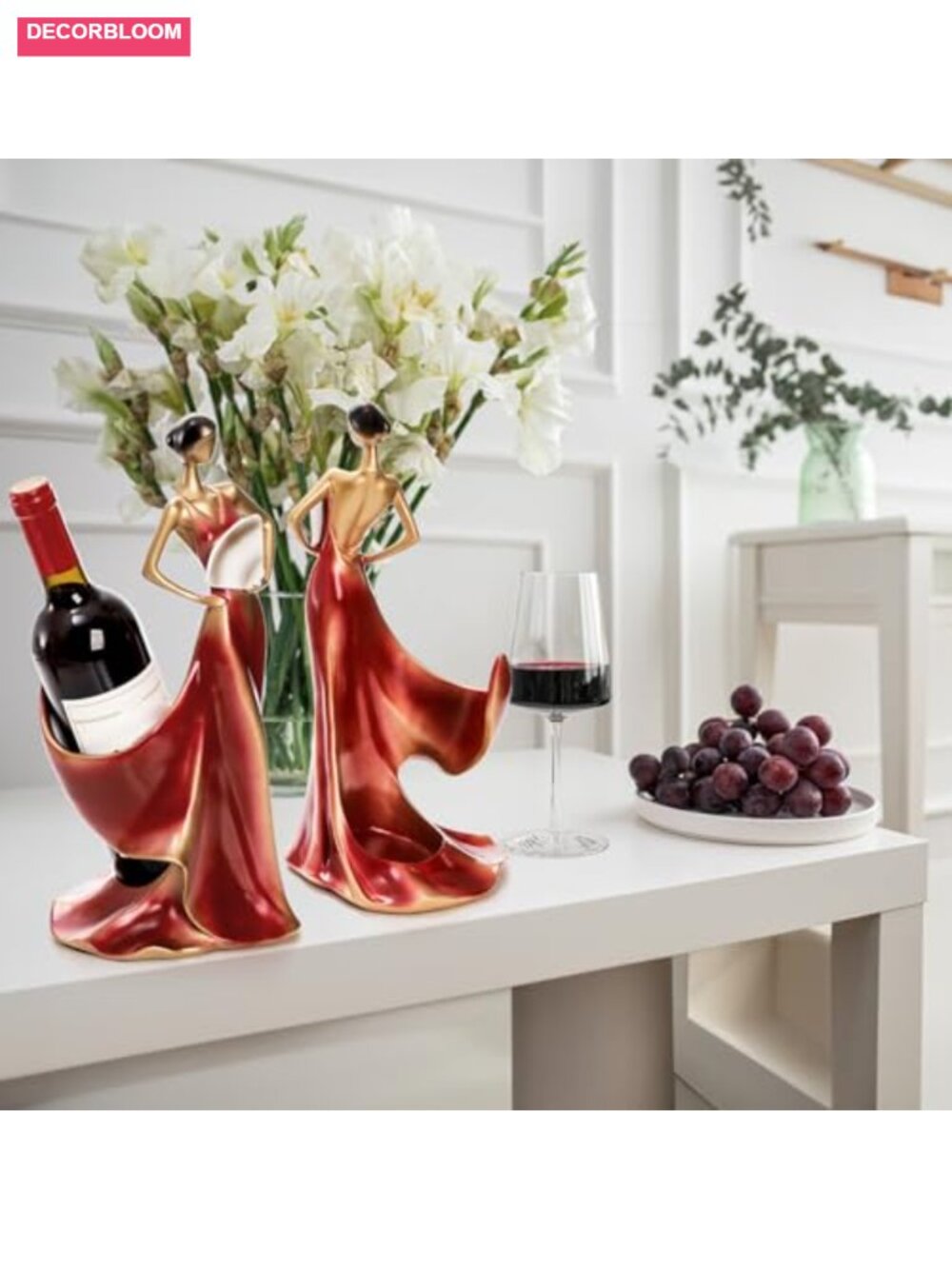 Resin Wine Bottle Holder Lady Statue Wine Rack Stand Kitchen Bar Decor - Picture 6 of 6